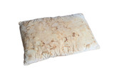 Fototapeta  - Old dirty pillow with saliva stain and fungus cause of illness, isolated white background with clipping path