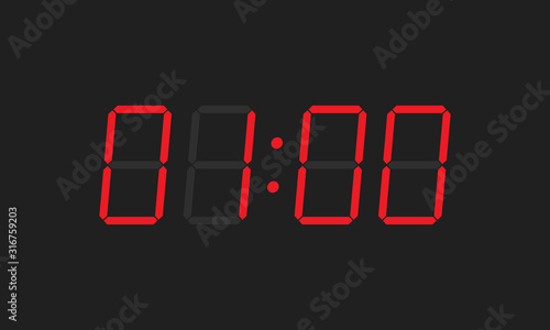 Digital Closeup Clock Displaying 1 00 O Clock Clipart Image Isolated On White Background Stock Vector Adobe Stock Digital Closeup Clock Displaying 1 00 O Clock Clipart Image Isolated On White Background Stock Vector Adobe Stock