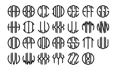 Canvas Print - circle monogram font. clipart image isolated on white background
