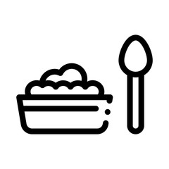 Poster - Food Plate Spoon Icon Vector. Outline Food Plate Spoon Sign. Isolated Contour Symbol Illustration