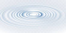 Blue Circle Water Ripple Isolated On Transparent Background. Realistic Vector Illustration