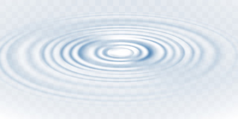 blue circle water ripple isolated on transparent background. realistic vector illustration