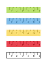 6 Inch Ruler Icon Set. Clipart Image Isolated On White Background