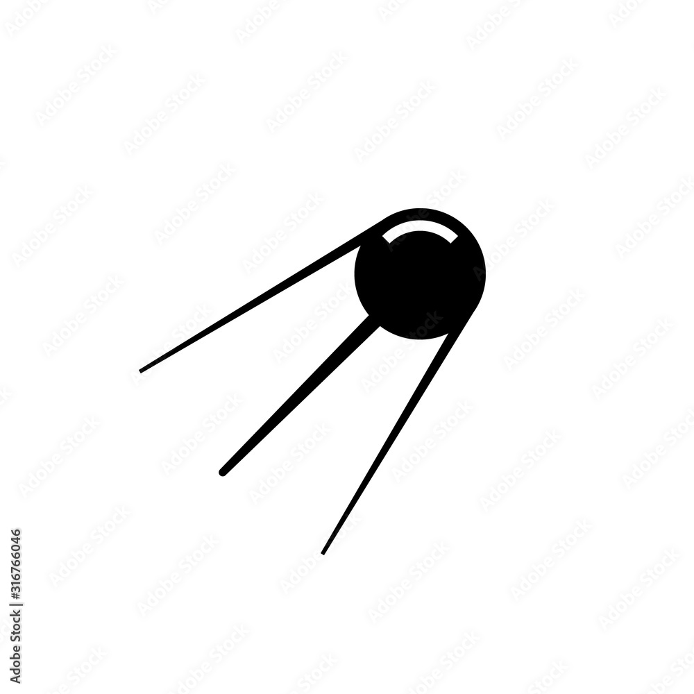 Sputnik Vector Sputnik 1 silhouette icon. Clipart image isolated on white background ...