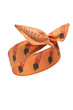 Subject shot of an orange textile hairband with printed carrots and a lettering 