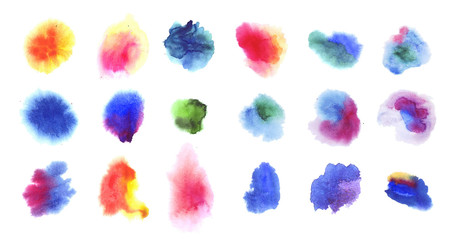 Wall Mural - Vector Collection of Watercolor Spots, Colorful Design Elements, Paint Splashes, Isolated.