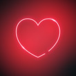 Neon heart. Bright night neon signboard on black background. Retro red neon heart sign. Romantic design for Happy Valentines Day. Vector illustration.