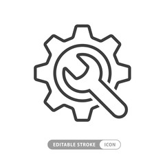 Wrench and gear icon, logotype