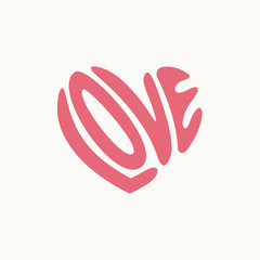 love typography heart shape logo