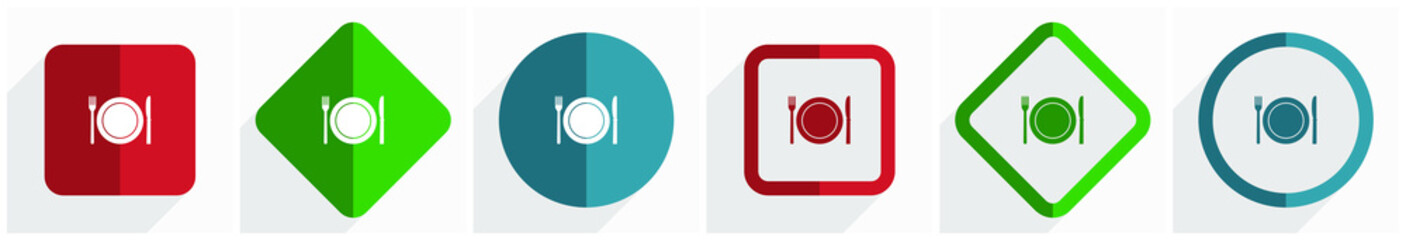 Aufkleber - Restaurant icon set, flat design vector illustration in 6 options for webdesign and mobile applications in eps 10