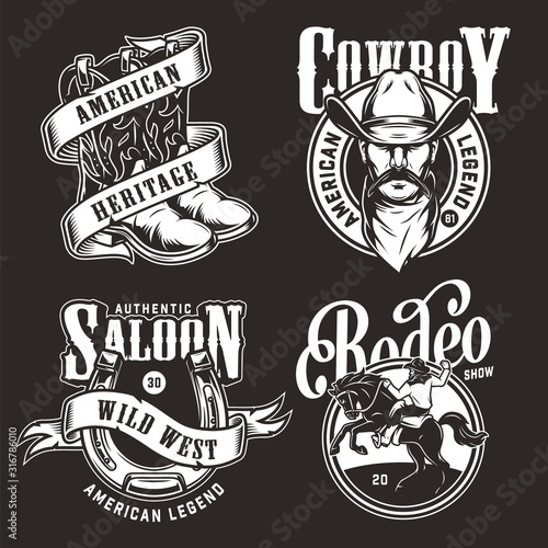 Monochrome wild west labels