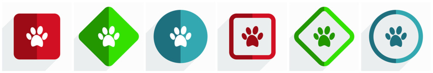 Aufkleber - Foot icon set, flat design vector illustration in 6 options for webdesign and mobile applications in eps 10