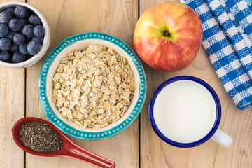 Wall Mural - Overnight oats with chia seeds, blueberries and apple.