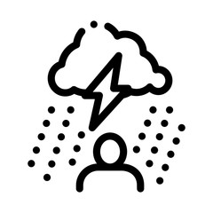 Wall Mural - Rainy Cloud Man Icon Vector. Outline Rainy Cloud Man Sign. Isolated Contour Symbol Illustration