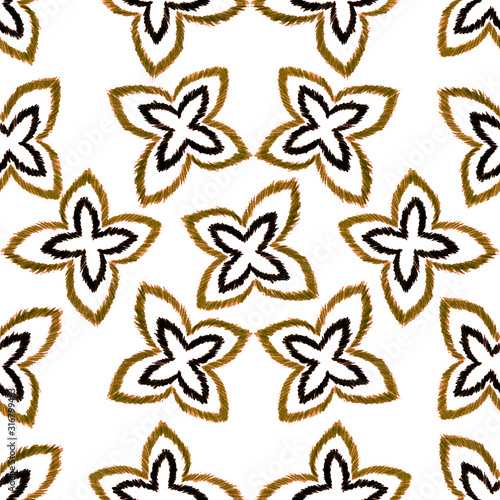 Creative seamless pattern with hand drawn ikat stars. Ethnic boho seamless pa...