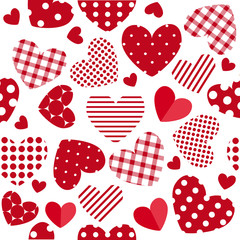 Wall Mural - Seamless Valentine's Day pattern with patchwork hearts