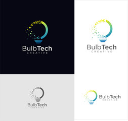 Wall Mural - Smart bulb tech logo icon . Idea creative light bulb logo . Bulb digital logo technology Idea .Bulb Logo Design Colorfull . 