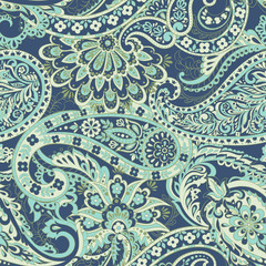  Damask paisley seamless vector pattern. Floral vintage background
