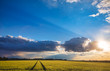 Dramatic evening sky over field in rural Bavaria Germany