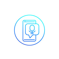 Poster - speech recognition app vector line icon