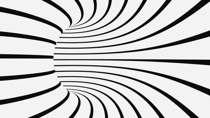 Wall Mural - Black and white psychedelic optical illusion. Abstract hypnotic animated background. Spiral geometric looping monochrome wallpaper