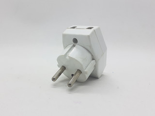 Electric Plug Sockets Converter for Electronic Devices in White Isolated Background