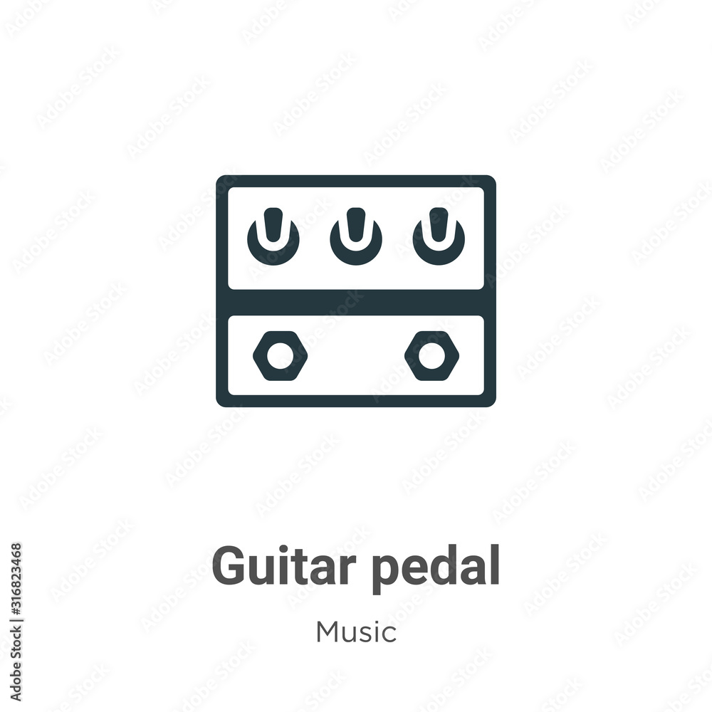 Guitar pedal glyph icon vector on white background. Flat vector guitar ...