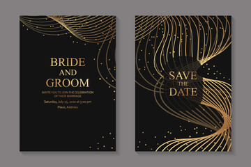 Wall Mural - set of modern geometric luxury wedding invitation design or card templates for business or presentat