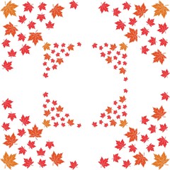 vector illustration of autumn red, orange and yellow maple leaves on white background. template for 