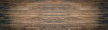 Old Brown Rustic Dark Wooden Texture - Wood Background Panorama Long Banner