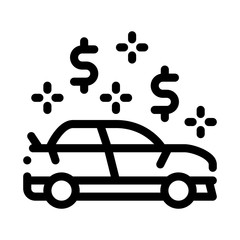 Poster - Car Dollar Mark Icon Vector. Outline Car Dollar Mark Sign. Isolated Contour Symbol Illustration