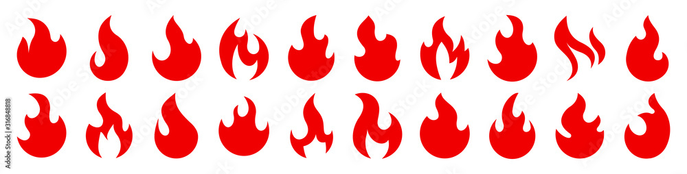 Fire icons for design. concept flame, fire, icon, vector illustration in flat style - obrazy, fototapety, plakaty 