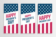 United States President's Day flyers set. United States national holiday vector illustration.
