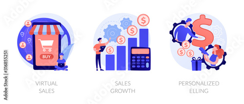 Fotografía Marketing strategy planning web icons cartoon set