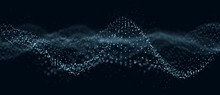 Abstract Technology Flow Background. Futuristic Dots Background With A Dynamic Wave. 3d Rendering.