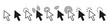 Pointers mouse cursors vector computer clicking icons. White cursor pointer icon. Vector arrow set of icons.