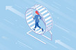 © Golden Sikorka - Isometric businessman running in a hamster wheel. The business as hard work, motivation and success concept.