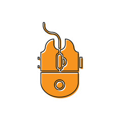 Orange Computer mouse gaming icon isolated on white background. Optical with wheel symbol.  Vector Illustration