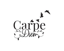 Carpe Diem, Seize The Day, Vector. Wording Design, Lettering. Wall Decals Isolated On White Background, Wall Artwork, Wall Art Design. Motivational, Inspirational Life Quote