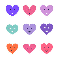 Wall Mural - Colorful Heart hand drawn icons set isolated on white background. For poster, wallpaper and Valentine's day. Collection of hearts, creative art
