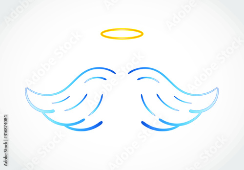 Fotomural Angel wings icon with nimbus - stock vector
