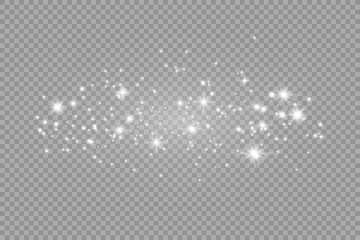 Wall Mural - dust white. white sparks and golden stars shine with special light. vector sparkles on a transparent