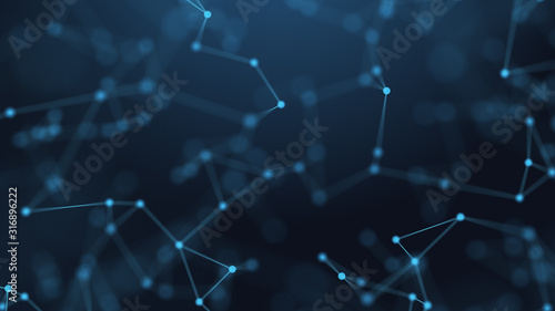 Fotomural Abstract futuristic - technology with polygonal shapes on dark blue background