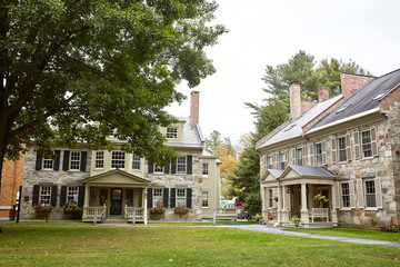 Wall Mural - Residential neighborhood with historic homes on a Fall day in the New England town of Woodstock, Vermont