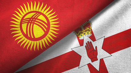 Kyrgyzstan and Northern Ireland two flags textile cloth, fabric texture