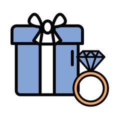 Sticker - gift box present isolated icon