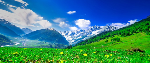 Beautiful landscape view of Sonamarg in Thajiwas park in Jammu and Kashmir, India