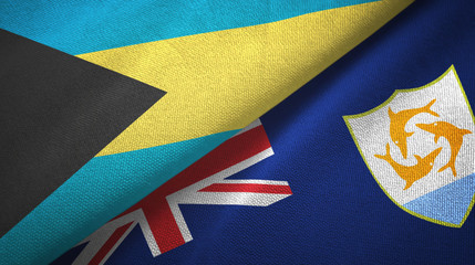 Bahamas and Anguilla two flags textile cloth, fabric texture