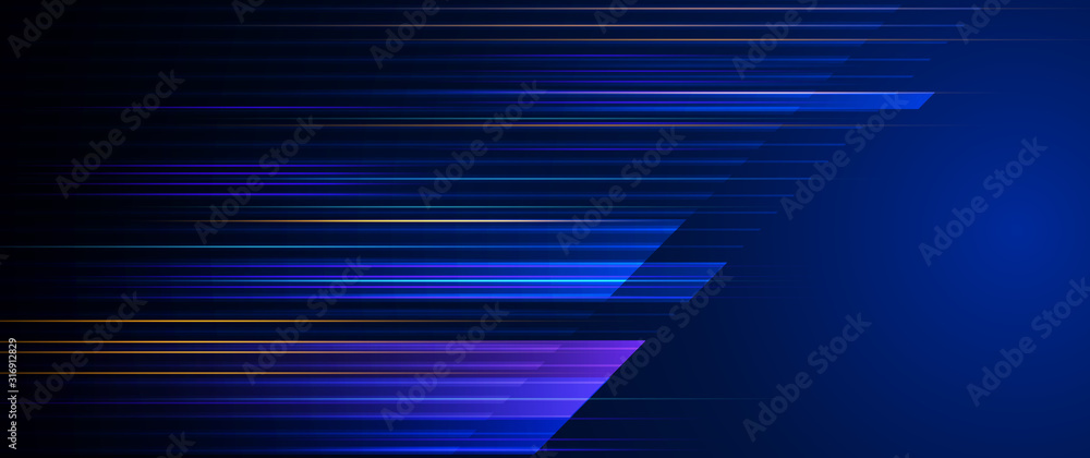 Illustration of light ray, stripe line with blue light, speed motion background. Vector design abstract, science, futuristic, energy, modern digital technology concept for wallpaper, banner background - obrazy, fototapety, plakaty 