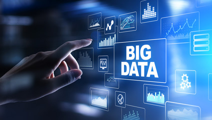 Wall Mural - Big data analysis, business intelligence, technology solutions concept on virtual screen.